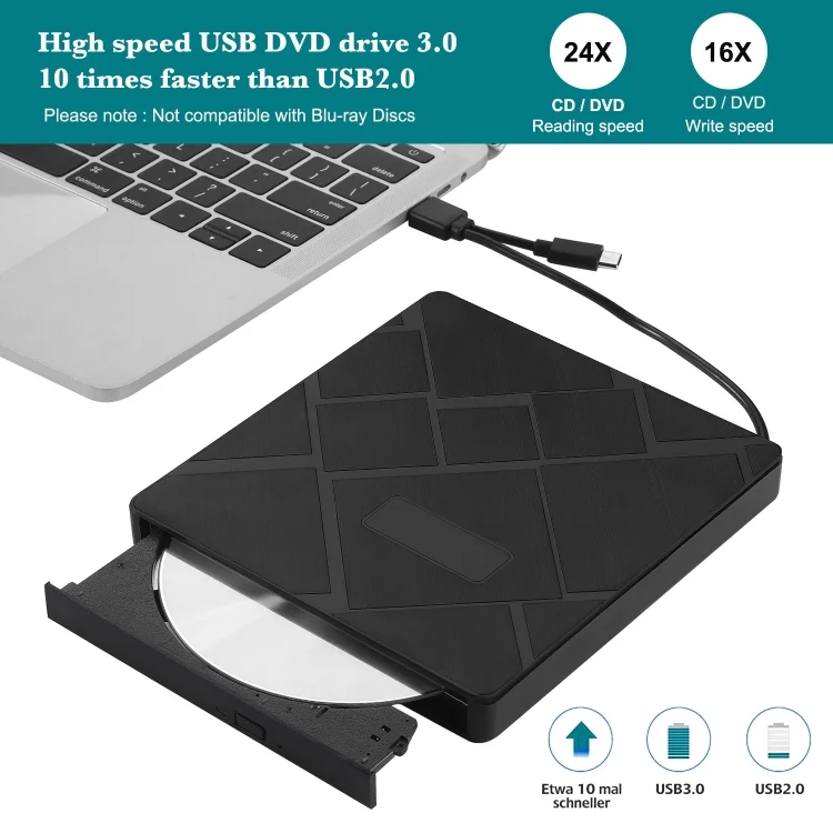 SYA0017357_4.webp USB 3.0 Type-C DVD Player CD Burner ROM +/-RW Optical Reader Writer - Image 5
