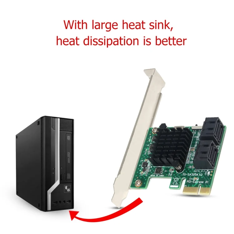SYA0017548_4.webp PCI Express 4 Port PCI-E X1/X4/X8/X16 Converter PCIE to SATA Expansion Adapter - Image 5