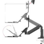 NORTH BAYOU NB35 Ergonomic 19-27 Inch Monitor Holder with Foldable Keyboard Tray Full Motion Sit-Stand Workstation - Image 4