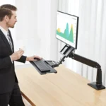NORTH BAYOU NB35 Ergonomic 19-27 Inch Monitor Holder with Foldable Keyboard Tray Full Motion Sit-Stand Workstation - Image 6