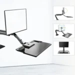 NORTH BAYOU NB40 Ergonomic Height Adjust Computer Stand Workstation 22-32 Inch Monitor Mount Bracket with Keyboard Plate Desk Stand - Image 5
