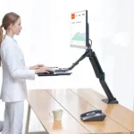 NORTH BAYOU NB40 Ergonomic Height Adjust Computer Stand Workstation 22-32 Inch Monitor Mount Bracket with Keyboard Plate Desk Stand - Image 7