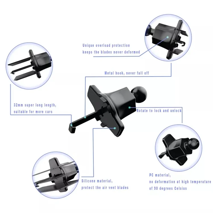 SYA0019509_2.webp A190+X158 Car Phone Holder Air Vent Mini Hook Mount Phone Holder - Image 3