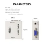 JSM Mini Size HD 1080P HDMI to VGA Audio Video Digital Converter Adapter - Image 2