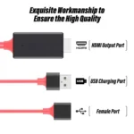 1080P HDMI Cables Adapter USB to HDTV Cable, Dongle USB Male + USB Female to HDMI Male 1080P HDTV Mirroring Cable for Phone/Pad and More Steaming Sharing - Image 3