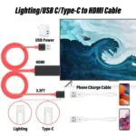 1080P HDMI Cables Adapter USB to HDTV Cable, Dongle USB Male + USB Female to HDMI Male 1080P HDTV Mirroring Cable for Phone/Pad and More Steaming Sharing - Image 4