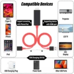 1080P HDMI Cables Adapter USB to HDTV Cable, Dongle USB Male + USB Female to HDMI Male 1080P HDTV Mirroring Cable for Phone/Pad and More Steaming Sharing - Image 5