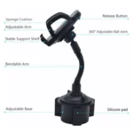 C009 Adjustable Car Cup Holder 360 Degree Universal Car Mount - Image 2