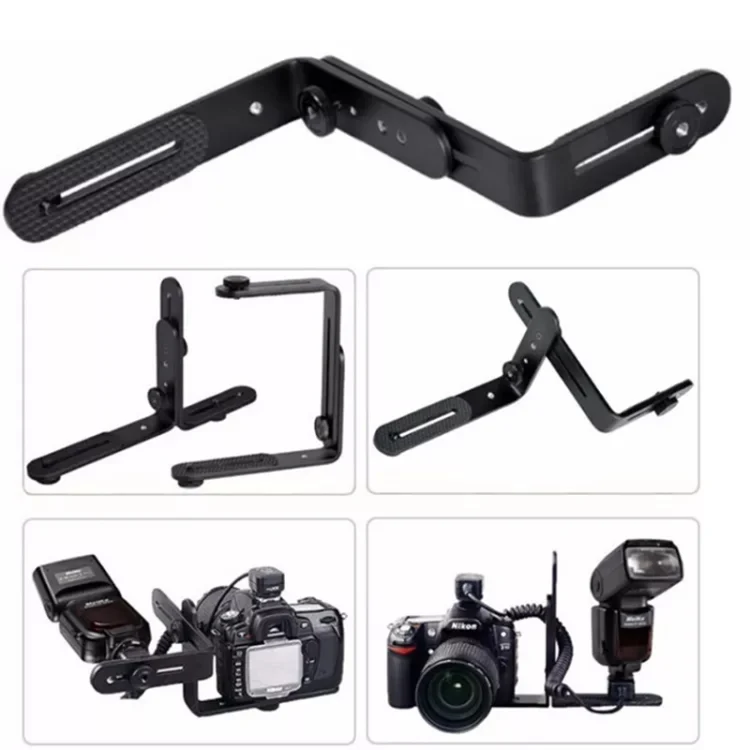 SYA0019920_4.webp NST-6494 Aluminum Alloy 1/4 inch Hot Shoe Adapter Camera Double L shape Camera Flash Bracket - Image 5