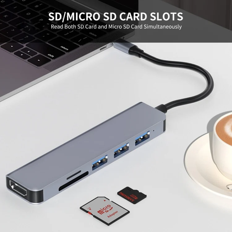 SYA0020402_4.webp JUNSUNMAY 6 in 1 Type-C to 4K HDMI Docking Station Adapter USB-C Hub SD/TF Card Reader - Image 5