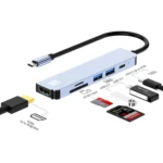 JUNSUNMAY 6 in 1 Type-C to 4K HDMI Docking Station Adapter USB-C PD Quick Charge Hub SD/TF Card Reader