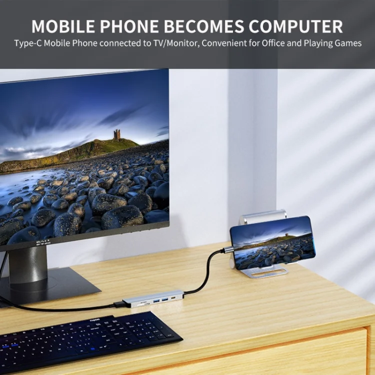SYA0020403_7.webp JUNSUNMAY 6 in 1 Type-C to 4K HDMI Docking Station Adapter USB-C PD Quick Charge Hub SD/TF Card Reader - Image 8