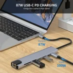 JUNSUNMAY 8 in 1 Type-C to 4K HDMI / Ethernet Docking Station Adapter PD Quick Charge Hub SD/TF Card Reader - Image 5
