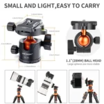 K&F CONCEPT KF31.023V3 360 Degree Rotating Panoramic Metal Tripod Ball Head with 1/4 Inch Quick Release Plate - Image 3