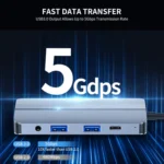 JUNSUNMAY 8 in 1 Type-C to 4K HDMI + VGA Docking Station Adapter PD Quick Charge Hub - Image 5