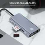 JUNSUNMAY 11 in 1 Type-C to 4K HDMI + VGA +RJ45 Docking Station Adapter PD Quick Charge Hub - Image 8