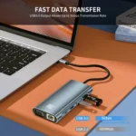 JUNSUNMAY 10 in 1 Type-C to 4K HDMI + VGA +RJ45 + 3.5mm Audio Docking Station Adapter PD Quick Charge Hub SD/TF Card Reader - Image 4