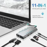 USB C HUB, USB C Adapter 11 in 1 Dongle with 4K HDMI, VGA, Type C PD, USB3.0, RJ45 Ethernet, SD/TF Card Reader, 3.5mm AUX, Docking Station Compatible with MacBook Pro/Air, Other Type C Laptops Devices - Image 2
