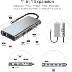 USB C HUB, USB C Adapter 11 in 1 Dongle with 4K HDMI, VGA, Type C PD, USB3.0, RJ45 Ethernet, SD/TF Card Reader, 3.5mm AUX, Docking Station Compatible with MacBook Pro/Air, Other Type C Laptops Devices - Image 3