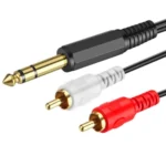 JUNSUNMAY 6.35mm Male TRS Stereo Plug to 2 RCA Phono Male Audio Cable Connector - Image 2
