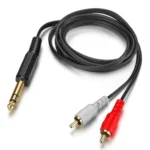 JUNSUNMAY 6.35mm Male TRS Stereo Plug to 2 RCA Phono Male Audio Cable Connector - Image 3