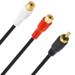 JUNSUNMAY RCA Male to 2 RCA Female Stereo Audio Adapter Connector, Length: 0.25m - Image 2