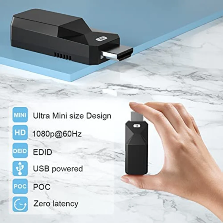SYA0022256_3.webp HDMI Extender 165ft Audio Video 1080P Over Cat5 Cat6 Ethernet Cable Transmit Lossless Signal HDMI Long Distance Extension Adapter - Image 4