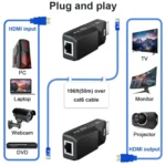 HDMI Extender 165ft Audio Video 1080P Over Cat5 Cat6 Ethernet Cable Transmit Lossless Signal HDMI Long Distance Extension Adapter - Image 5