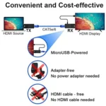 HDMI Extender 165ft Audio Video 1080P Over Cat5 Cat6 Ethernet Cable Transmit Lossless Signal HDMI Long Distance Extension Adapter - Image 6
