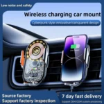 C12 Wireless Fast Charging Car Bracket Interior Cup Air Outlet Fixing Clip Induction Luminous LOGO - Image 3