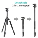 JMARY KT325+NB30 1.6m Portable Aluminum Alloy Action Camera Rotating Tripod Holder - Image 2