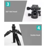 JMARY KT325+NB30 1.6m Portable Aluminum Alloy Action Camera Rotating Tripod Holder - Image 7
