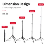 JMARY MT38 Travel Tripod Phone Holder 1.68m Telescopic Vlogging Camera Mount Tripod Stand - Image 2