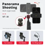 JMARY MT38 Travel Tripod Phone Holder 1.68m Telescopic Vlogging Camera Mount Tripod Stand - Image 3