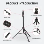 JMARY MT38 Travel Tripod Phone Holder 1.68m Telescopic Vlogging Camera Mount Tripod Stand - Image 4
