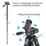 JMARY KP2264 Portable Detachable Tripod Mobile Phone SLR Camera Aluminium Alloy Stand - Image 6