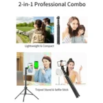 JMARY MT-36 4 Sections Adjustable Camera Stand Tripod 67-inch Live Streaming Phone Tripod - Image 2