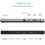 Wavlink UMD03 Triple Display Adapter Type-C Hub 12 in 1 Docking Station - Image 2