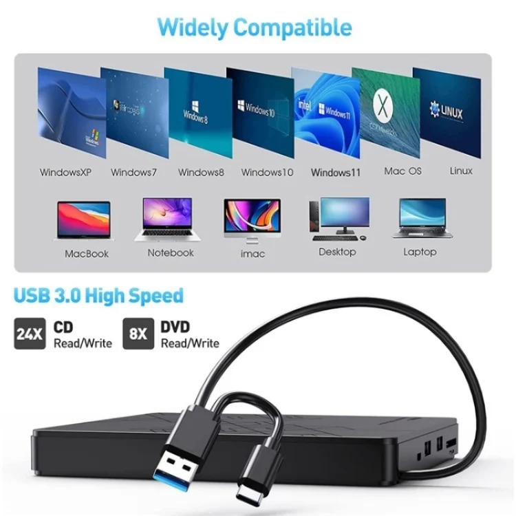 SYA0023657_3.webp BT668 Readable TF / SD Card USB Multi-Function CD Disc Player External Optical Drive DVD Burner - Image 4