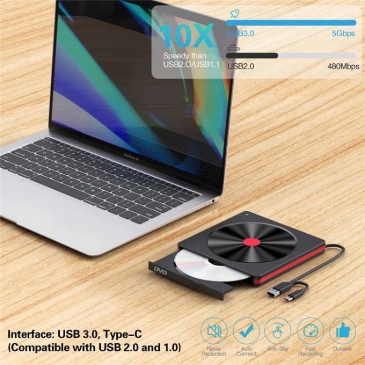 SYA0023660_3.webp 048 Type-C Optical Drive Portable DVD-RW External USB Optical Drive Laptop DVD Burner - Image 4