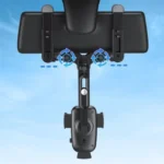 R010 Universal Vehicle Rearview Mirror Phone Holder Multifunctional Retractable Cell Phone Car Mount - Image 5