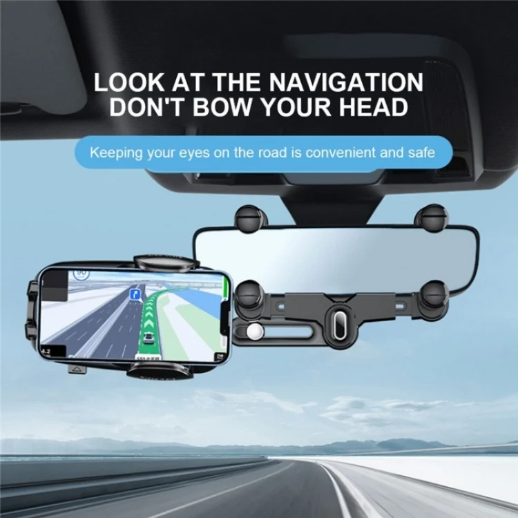 SYA0023746_B1.webp R009 Universal Vehicle Retractable Phone Clip Holder Car Rearview Mirror Cell Phone Mount - Image 2