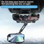 R009 Universal Vehicle Retractable Phone Clip Holder Car Rearview Mirror Cell Phone Mount - Image 5