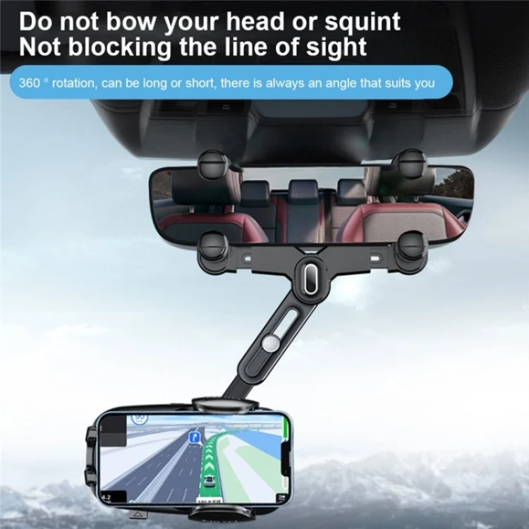 SYA0023746_B4.webp R009 Universal Vehicle Retractable Phone Clip Holder Car Rearview Mirror Cell Phone Mount - Image 5