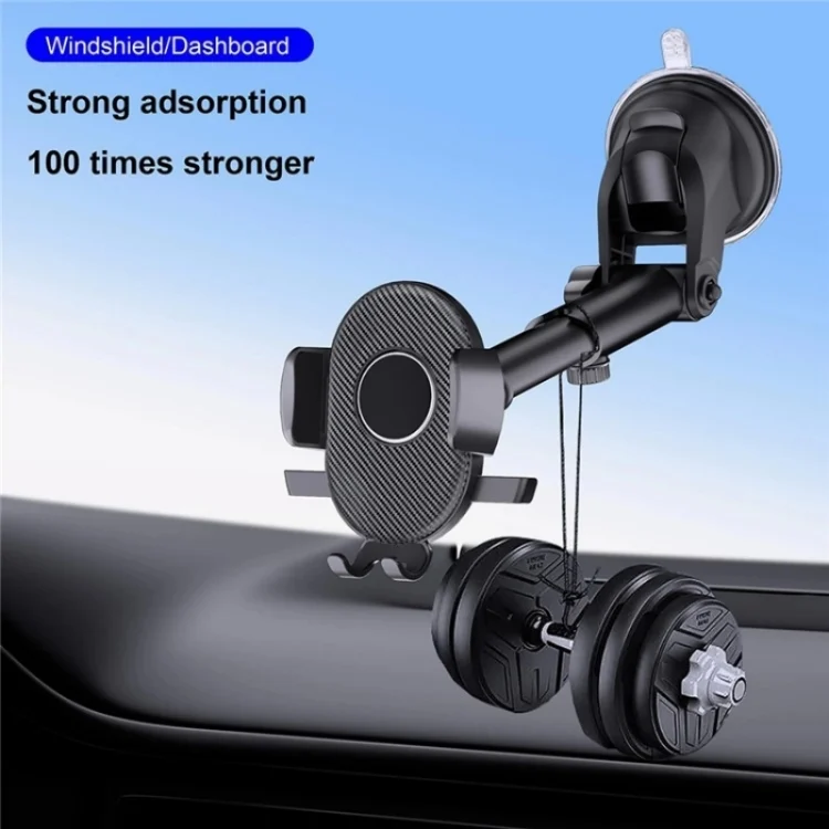 SYA0023780_1.webp D40+105+K5 Carbon Fiber Texture Car Suction Cup Telescopic Arm Phone Holder Windshield Dashboard - Image 2
