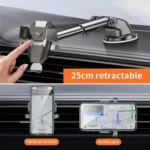 D25+105+K5 Auto Locking Car Phone Clip Telescopic Suction Cup Dashboard Phone Mount Holder - Image 6