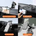 D25+105+K5 Auto Locking Car Phone Clip Telescopic Suction Cup Dashboard Phone Mount Holder - Image 8