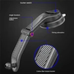 ES33 Car Mobile Phone Holder Bracket Carbon Fiber 360 Degree Rotation Suction Cup Mount - Image 7
