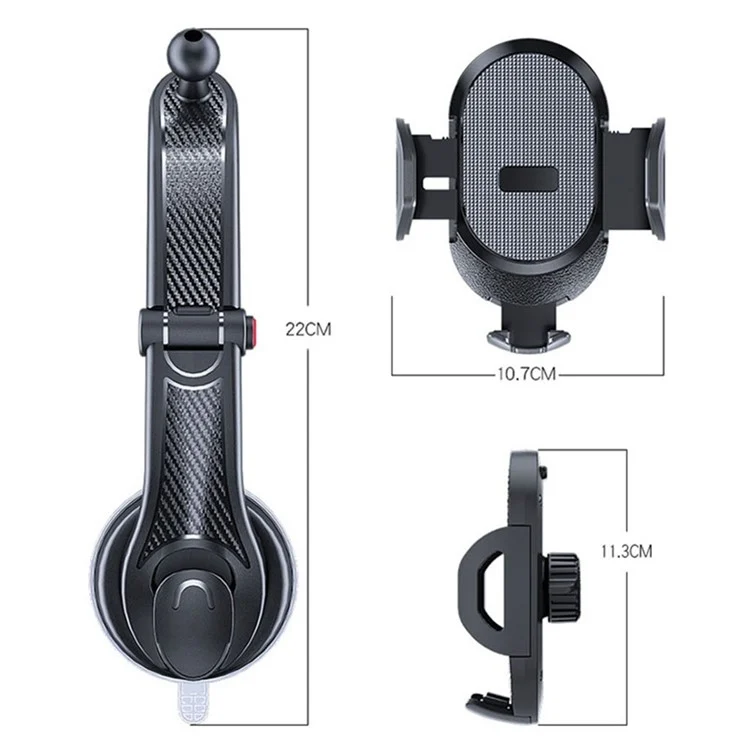 SYA0023788_B7.webp ES33 Car Mobile Phone Holder Bracket Carbon Fiber 360 Degree Rotation Suction Cup Mount - Image 8