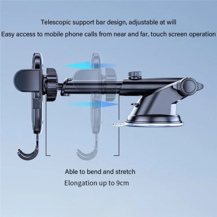 SYA0023791_2.webp D48+105+K5 Brushed Pattern Car Dashboard Windshield Telescopic Suction Cup Air Vents Phone Mount - Image 3